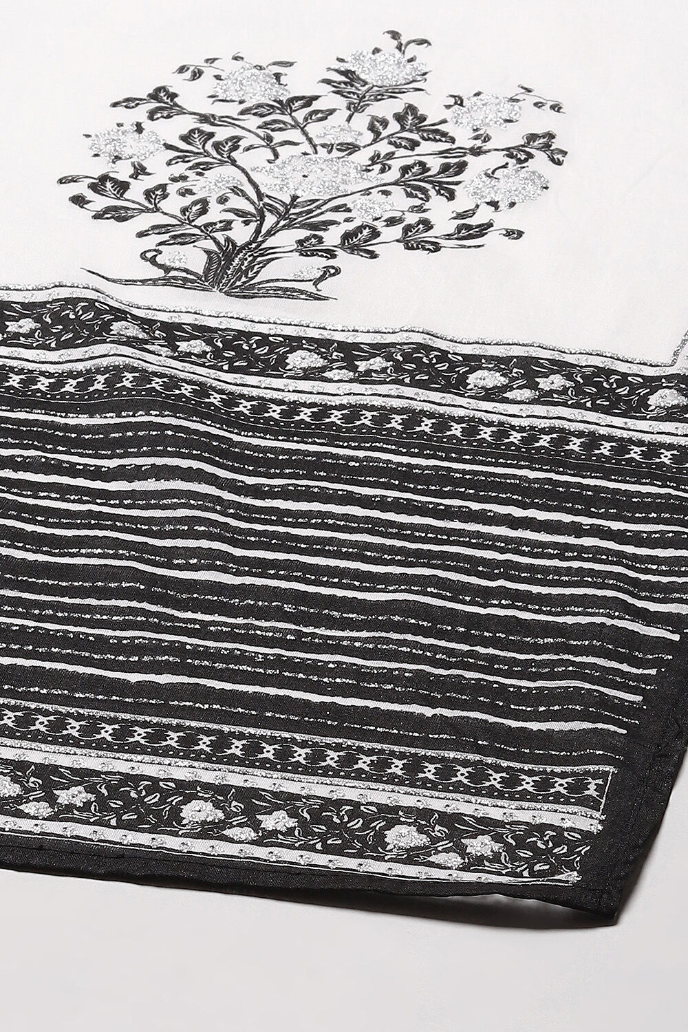 Black Cotton Anarkali Printed Kurta Churidar Suit Set image number 3