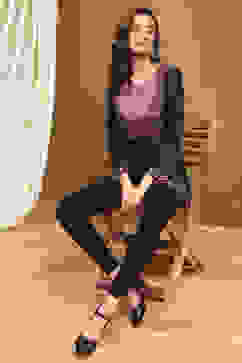 Black Crepe Printed Straight Short Kurta image number 0