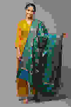 Forest Green Cotton Blend Yarndyed Dupatta image number 0