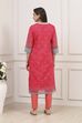 Dark Green A-Line Cotton Kurta image number 3