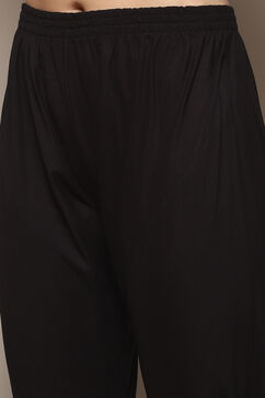 Black Cotton Anarkali Printed Kurta Churidar Suit Set image number 2