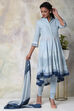 Light Purple Cotton Asymmetric Kurta Churidar Suit Set image number 7