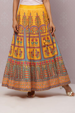 Yellow Flared Art Silk Skirts image number 2