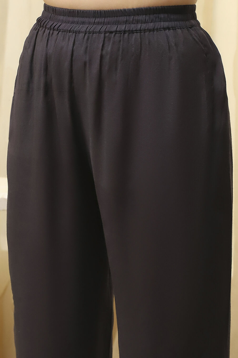 Black Tissue Machine Embroidered Unstitched Suit Set image number 3