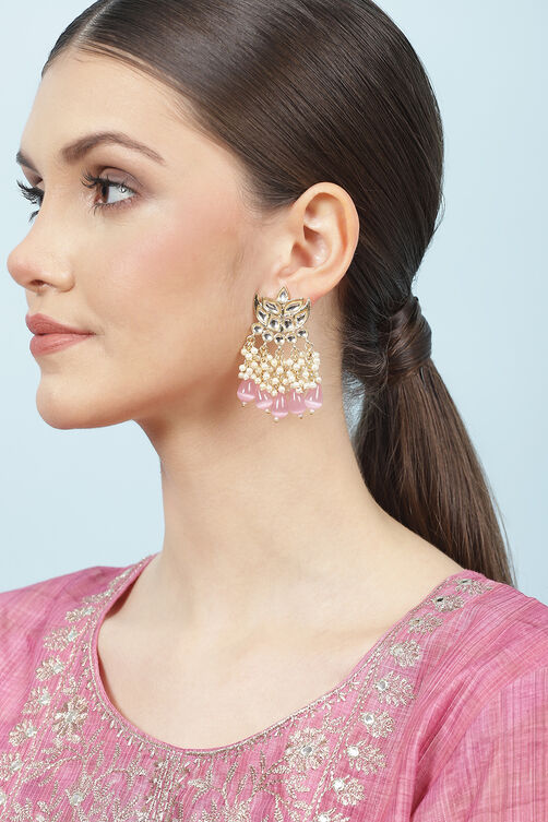 Light Pink Kundan Earrings image number 2