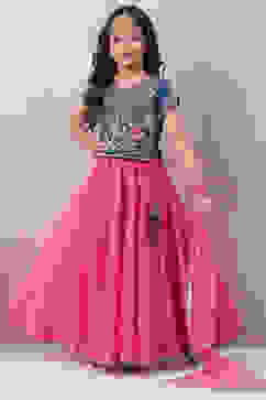 Blue & Pink Silk Lehenga Set image number 0