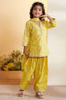 Yellow Floral Motifs Yarndyed Straight Kurta Set image number 4