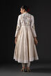 Off White Cotton Silk Anarkali Embroidered Suit Set image number 5