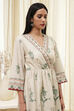 Beige and Green Cotton Angrakha Anarkali Kurta Set image number 1