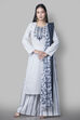 Blue Unstitched dress material Suit Set image number 0