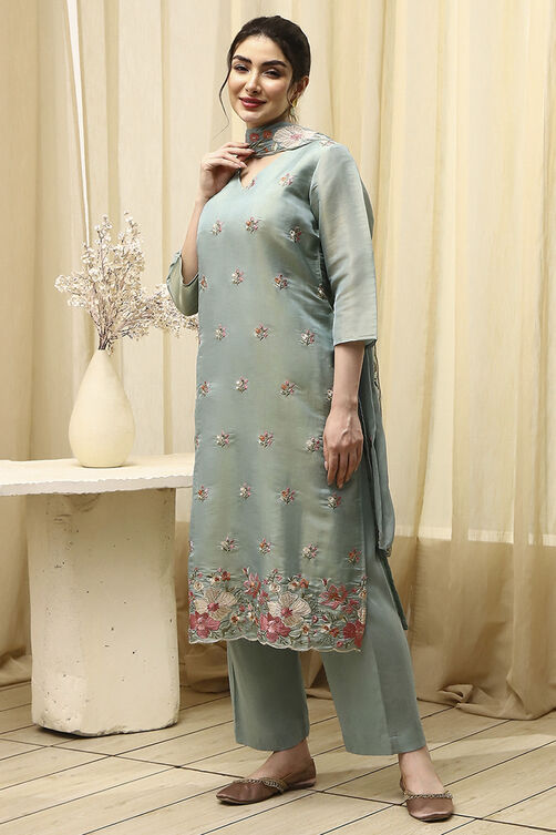 Coral Tissue Machine Embroidered Unstitched Suit Set image number 4