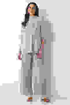 Grey Cotton Straight Palazzos image number 7