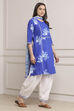Blue Cotton Straight Suit Set image number 5