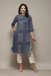 Blue Cotton Flax Narrow Kurta Pant Suit Set image number 0