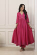 Pink Cotton Anarkali Suit Set image number 0