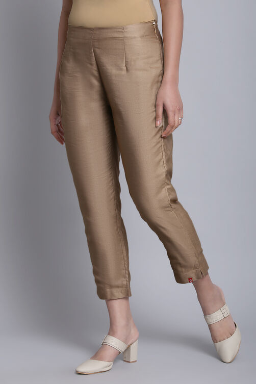 Brown Viscose Silk Pants image number 4