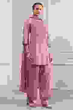 Light Pink Cotton Straight Suit Set image number 5