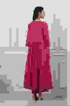 Pink Cotton Anarkali Suit Set image number 3