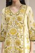 Cream-Colored Cotton Printed Straight Suit Set image number 1