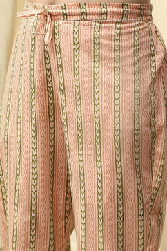 Coral Cotton Hand Block Print Unstitched Suit Set image number 3