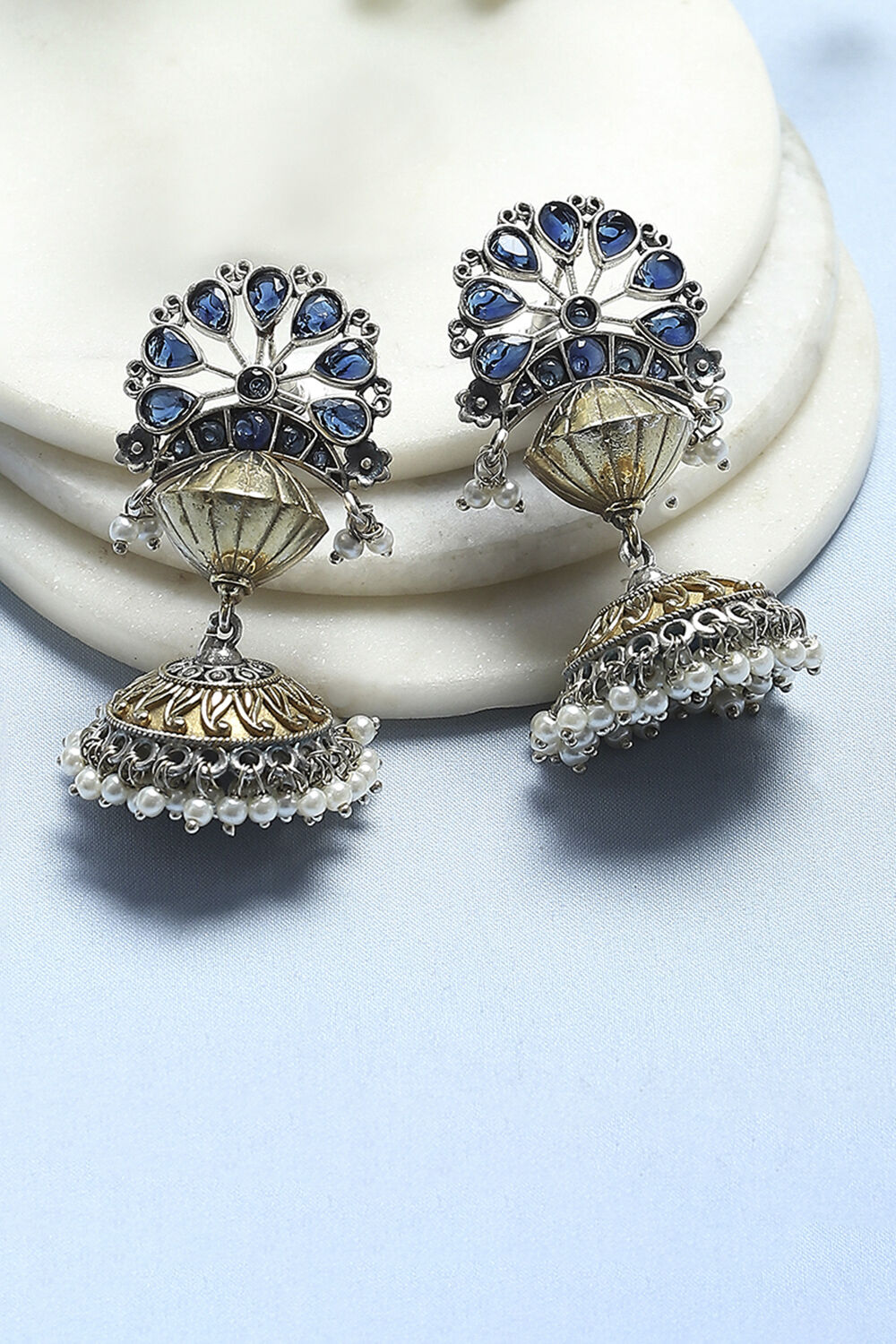 Navy Brass Jhumka image number 0