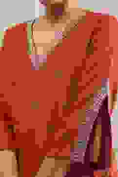 Orange Embroidered Straight Kurta image number 1