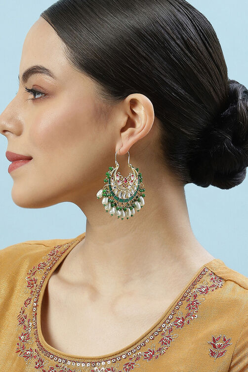 Green Brass Earrings image number 3