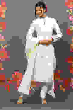 Rohit Bal Off White Cotton Blend Straight Kurta Suit Set image number 0