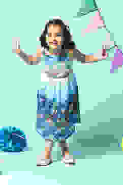 Off White Cotton Gathered Dress image number 0