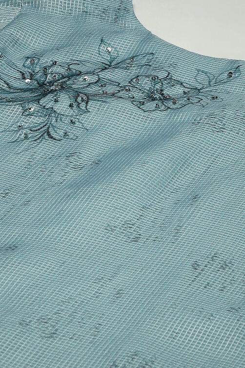 Green Cotton & Kota Digital Print Unstitched Suit Set image number 2