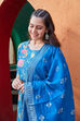 Off-White Cotton Floral Anarkali & Churidar Suit Set image number 1