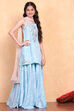 Aqua Viscose Sharara Suit Set image number 4