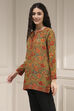 Mustard Red Polyester Straight Printed Short Kurta image number 2