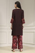 Brown Printed Straight Suit Set image number 4