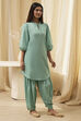 Sage Green Cotton Pathani Straight Kurta Set image number 7