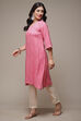 Electric Blue Viscose Straight Printed Kurta image number 3