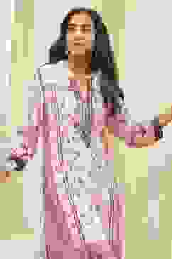 Peach Rayon A-Line Printed Kurta image number 6