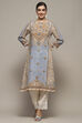 Beige Viscose Straight Kurta
