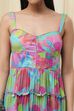 Turquoise Cotton Floral Printed Tiered Dress image number 1