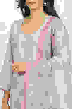 Peach Linen Unstitched Suit Set image number 2