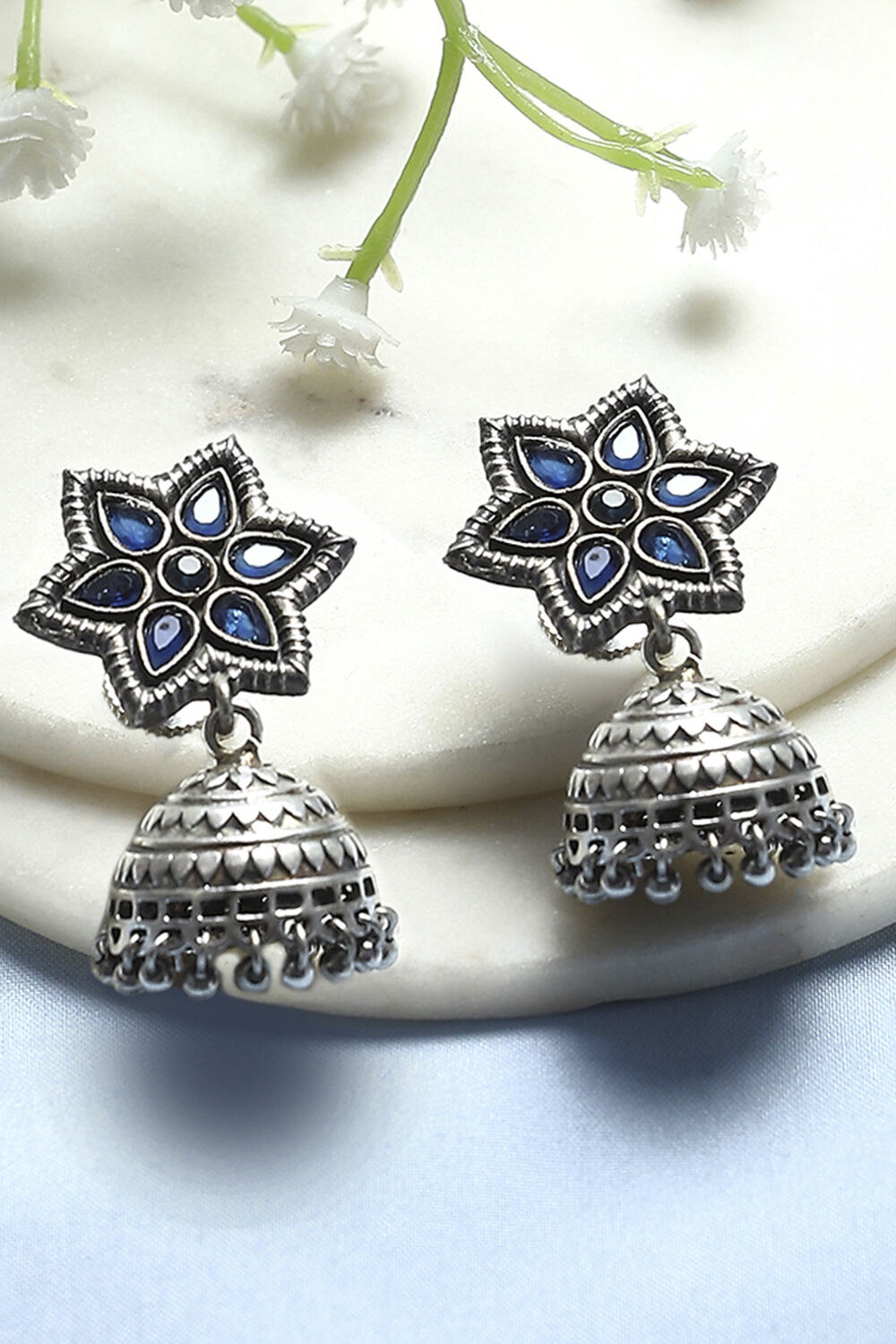 Navy Brass Jhumka image number 0