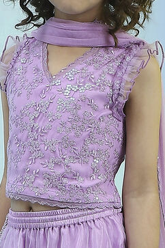 Lilac Net Lehenga Set image number 1