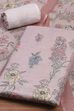 Pink Linen Unstitched Suit Set image number 1