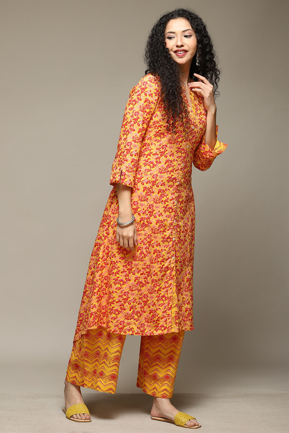 White & Blue Rayon Straight Kurta Palazzo Suit Set image number 5