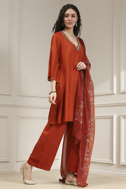 Black Solid Relaxed Straight Suit Set image number 5