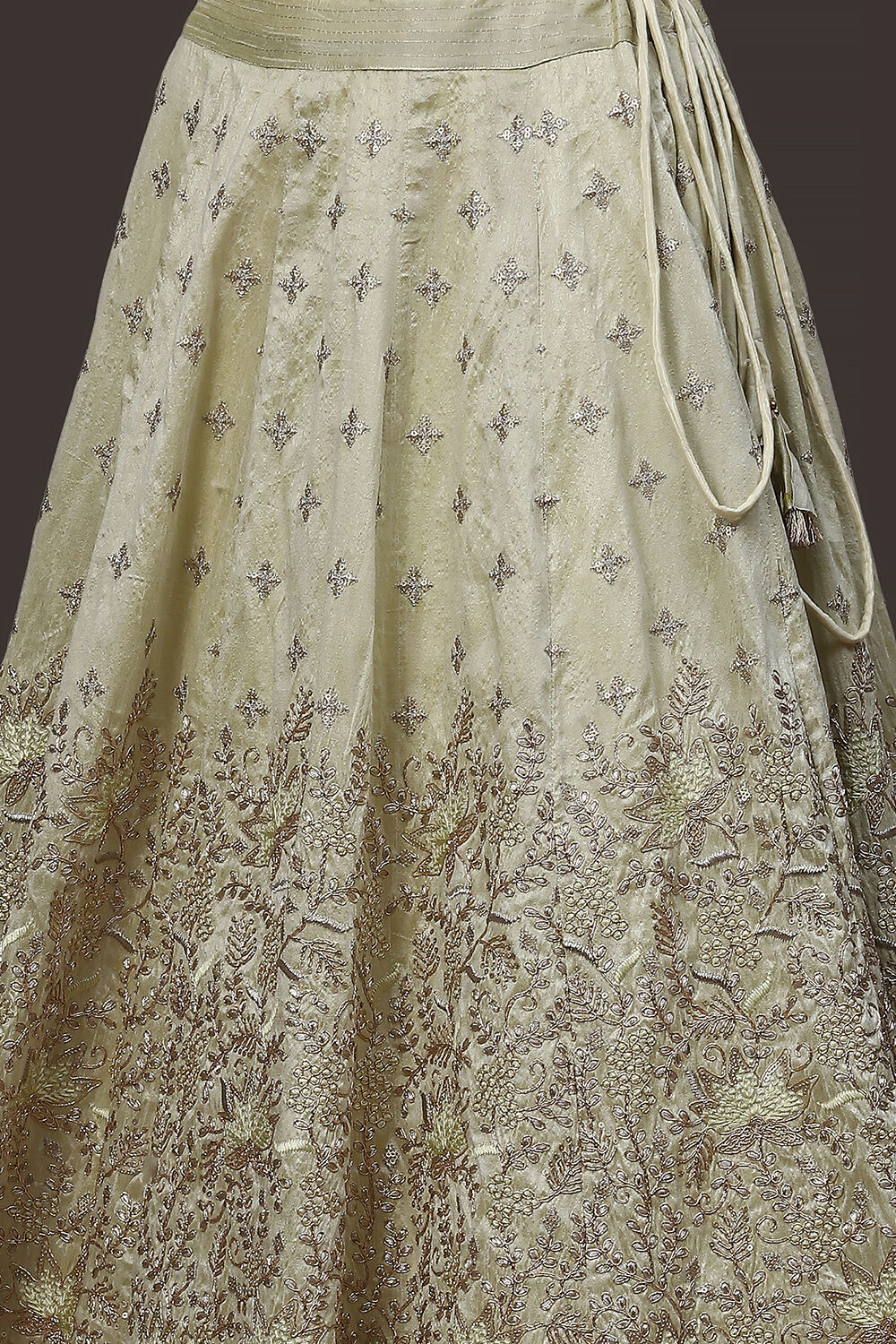 Mint Green Zari Embroidered Lehenga Set image number 2