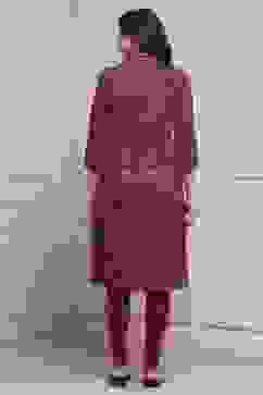 Maroon Yarn-Dyed Printed Straight Winter Kurta image number 3