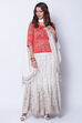 Off White Gold Metallic Print Skirt image number 3