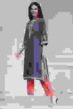 Indigo Blue Cotton Printed Straight Kurta image number 2