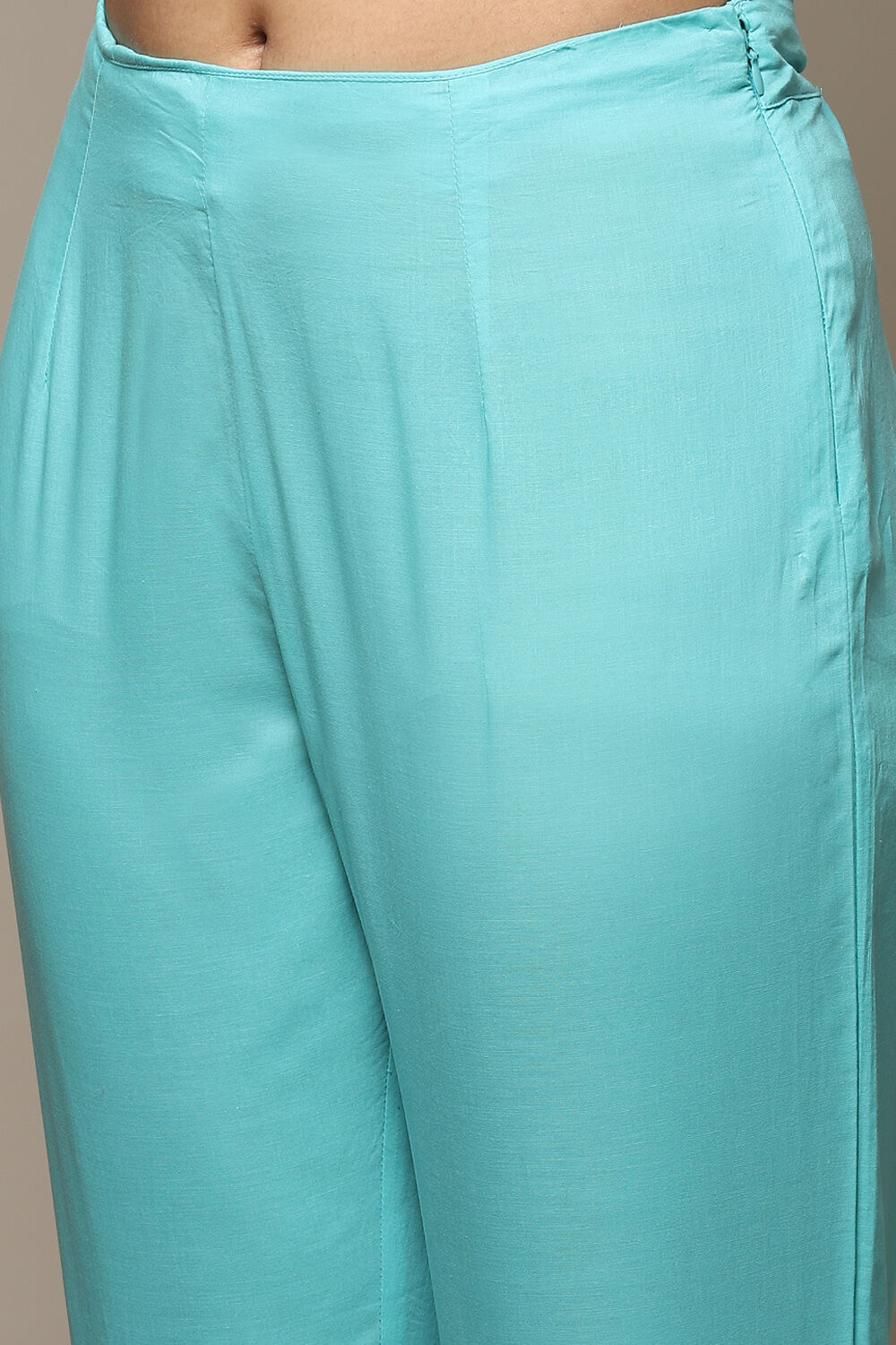 Blue Cotton Gathered Kurta Pants 2 Piece Set image number 2